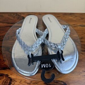 Abound Frannie Braided Thong Sandal in silver metallic